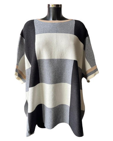 Eletta checked poncho style jumper - grey mix