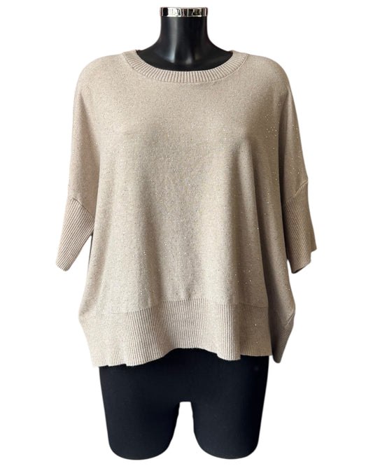 Eva sparkle knit half sleeve jumper - Beige