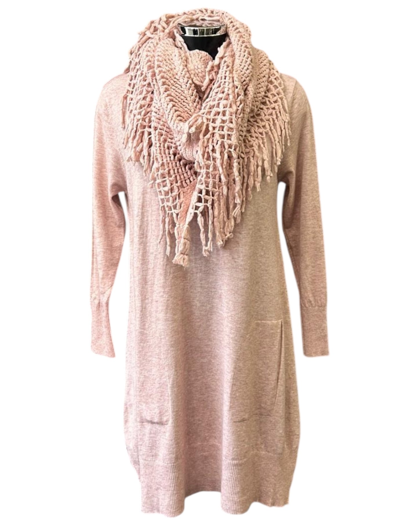 Penny fine knit tunic jumper & snood - Pink