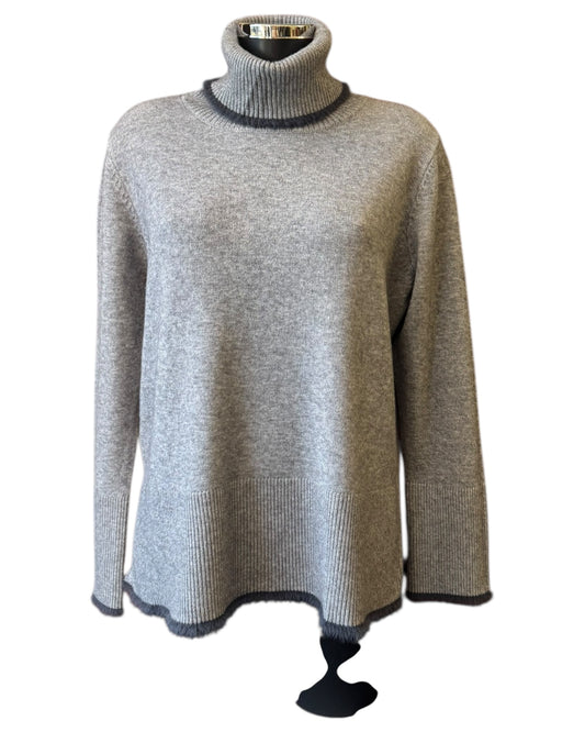 Hazel fur trim roll neck jumper - Grey