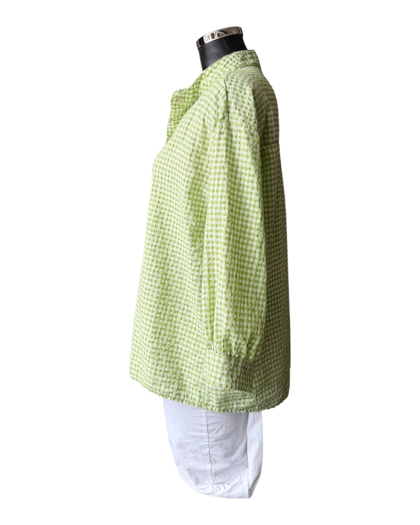 Gia gingham check oversized shirt  - lime