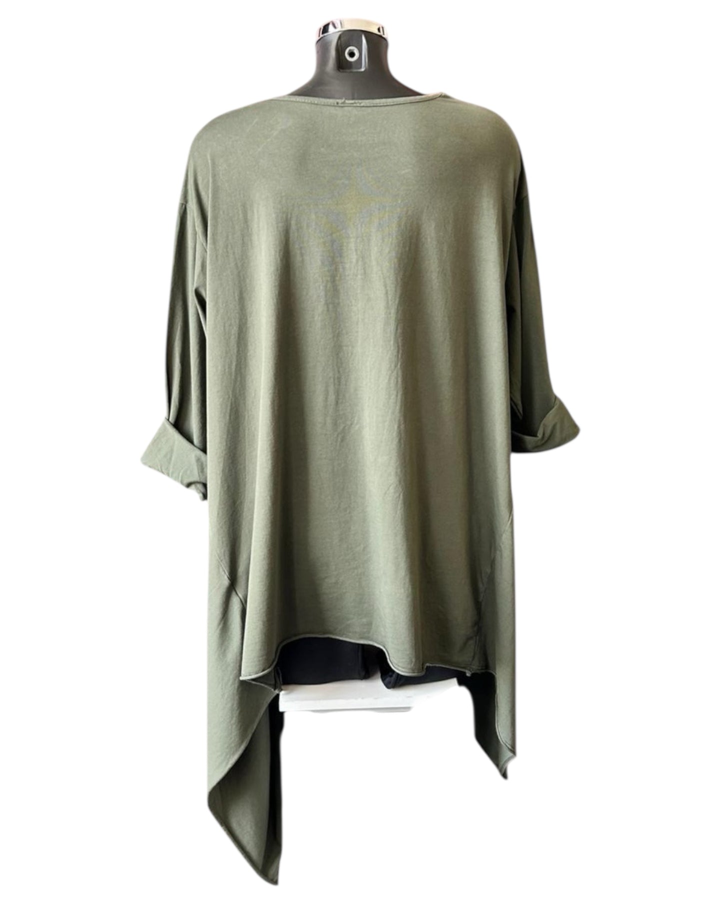 Ronnie dip sides tunic top - Khaki