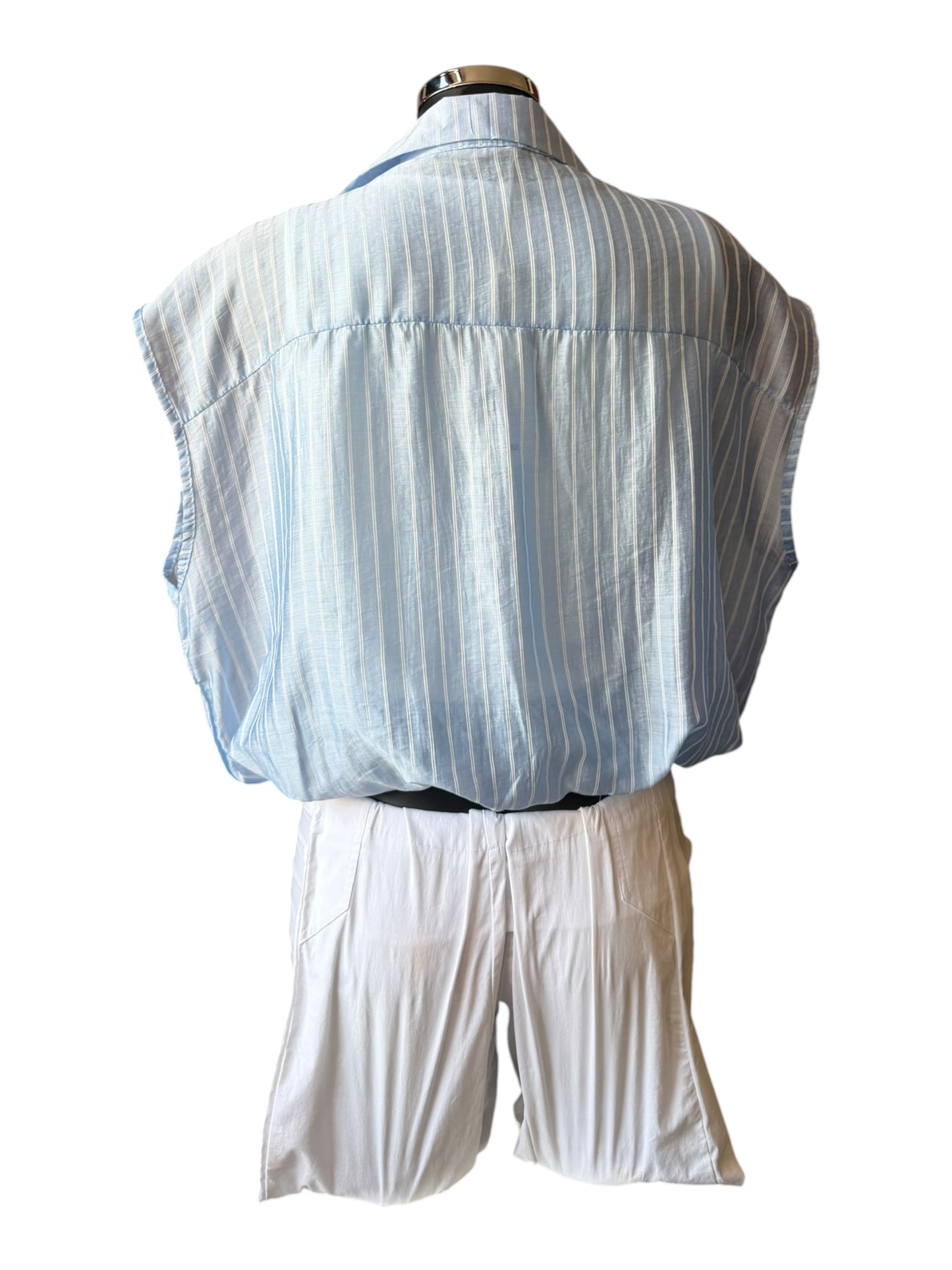Zara mock 2 piece cropped shirt - blue stripe