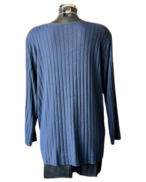 Luna ribbed fine knit jumper - Navy