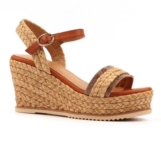 Lunar Domino camel wedge sandals