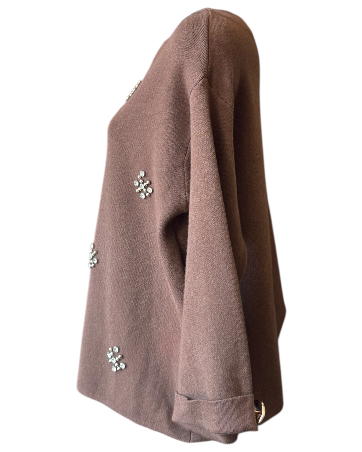 Erin embellished flower jumper - Chocolate