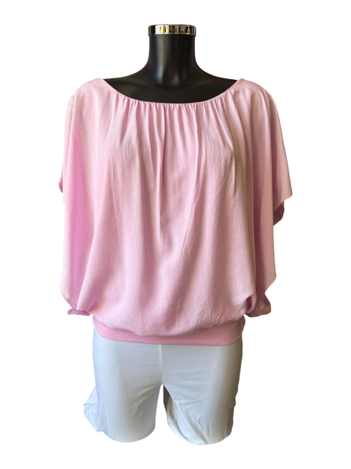 Zara elasticated hem floaty sleeve top - Pink