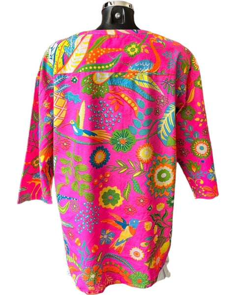 Orientique kusadasi boho organic cotton top- Pink print