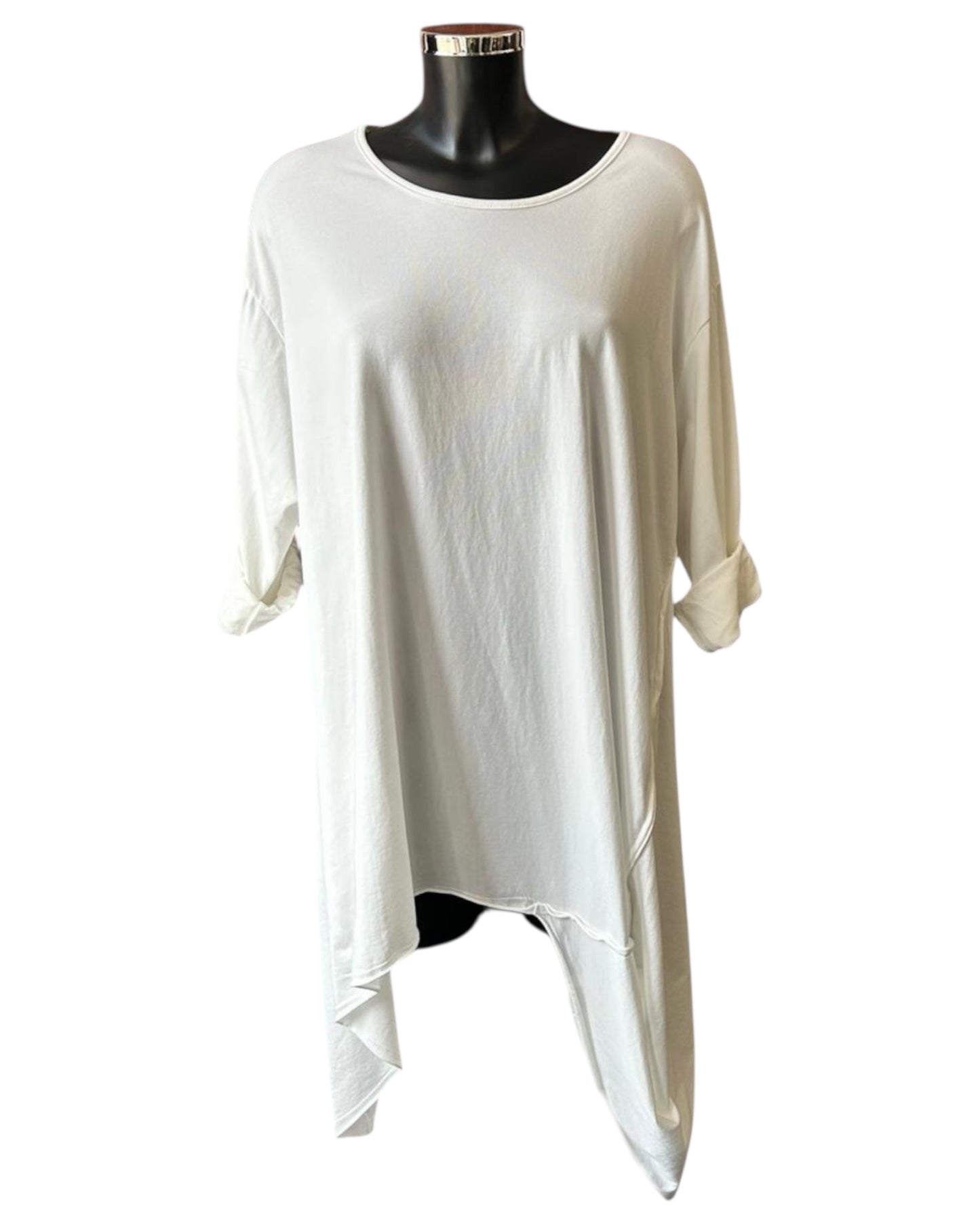 Ronnie dip sides tunic top - White