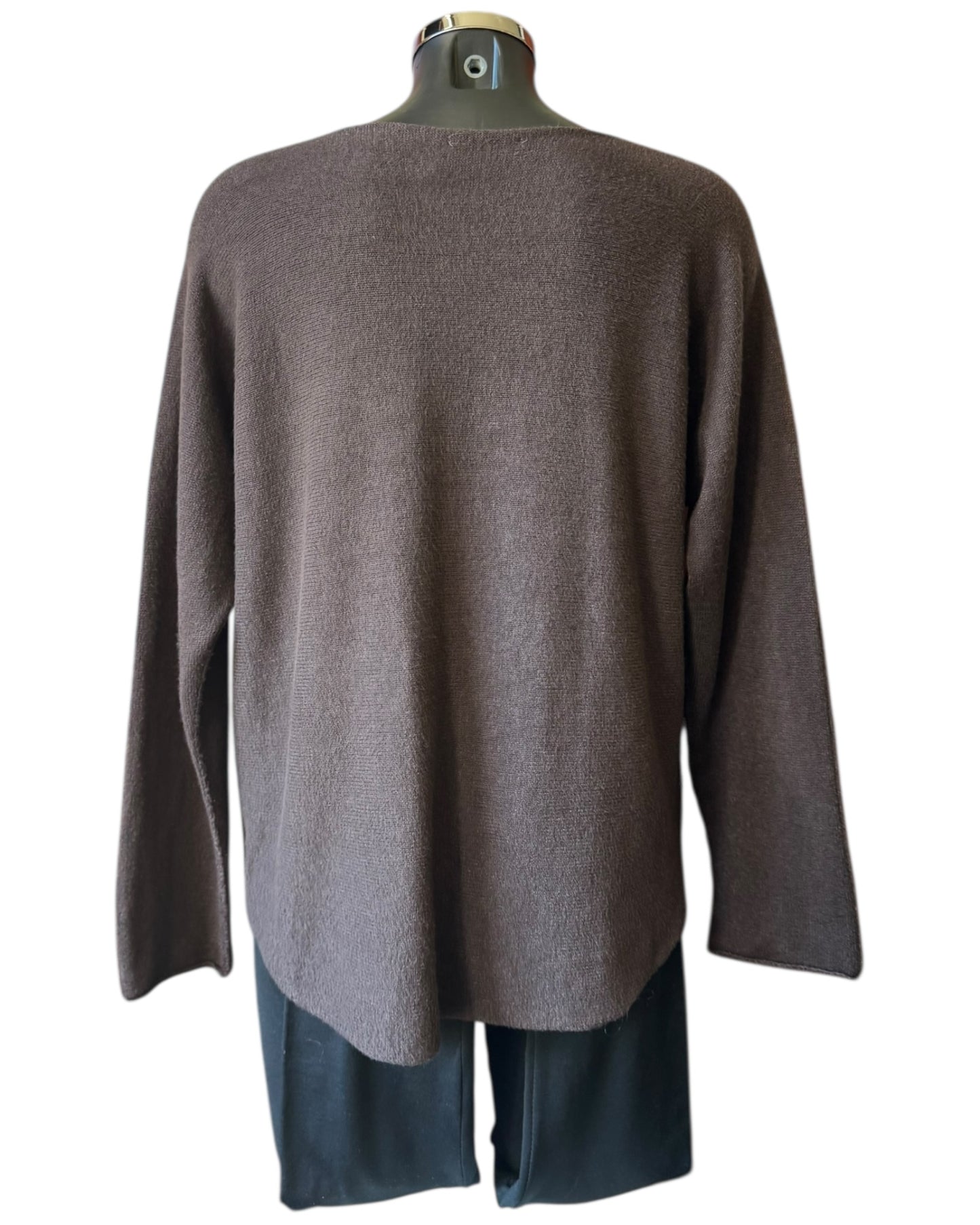 Toni short soft plain v neck jumper - Chocolate