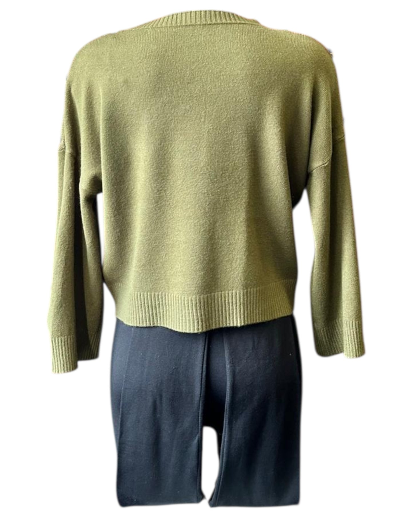 Valerie short button shoulder jumper - Khaki