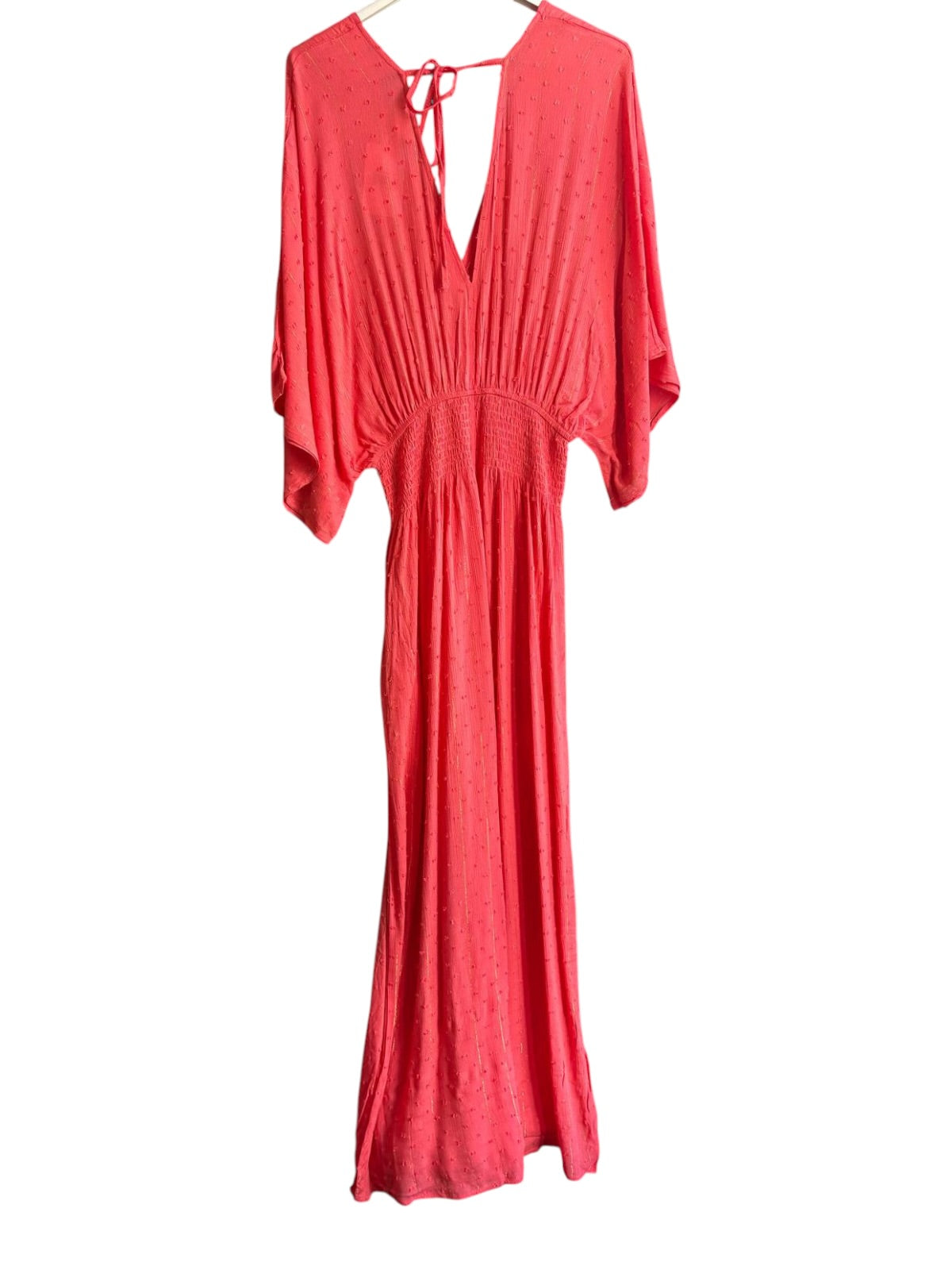 Jilly deep v jumpsuit dobby stripe - coral