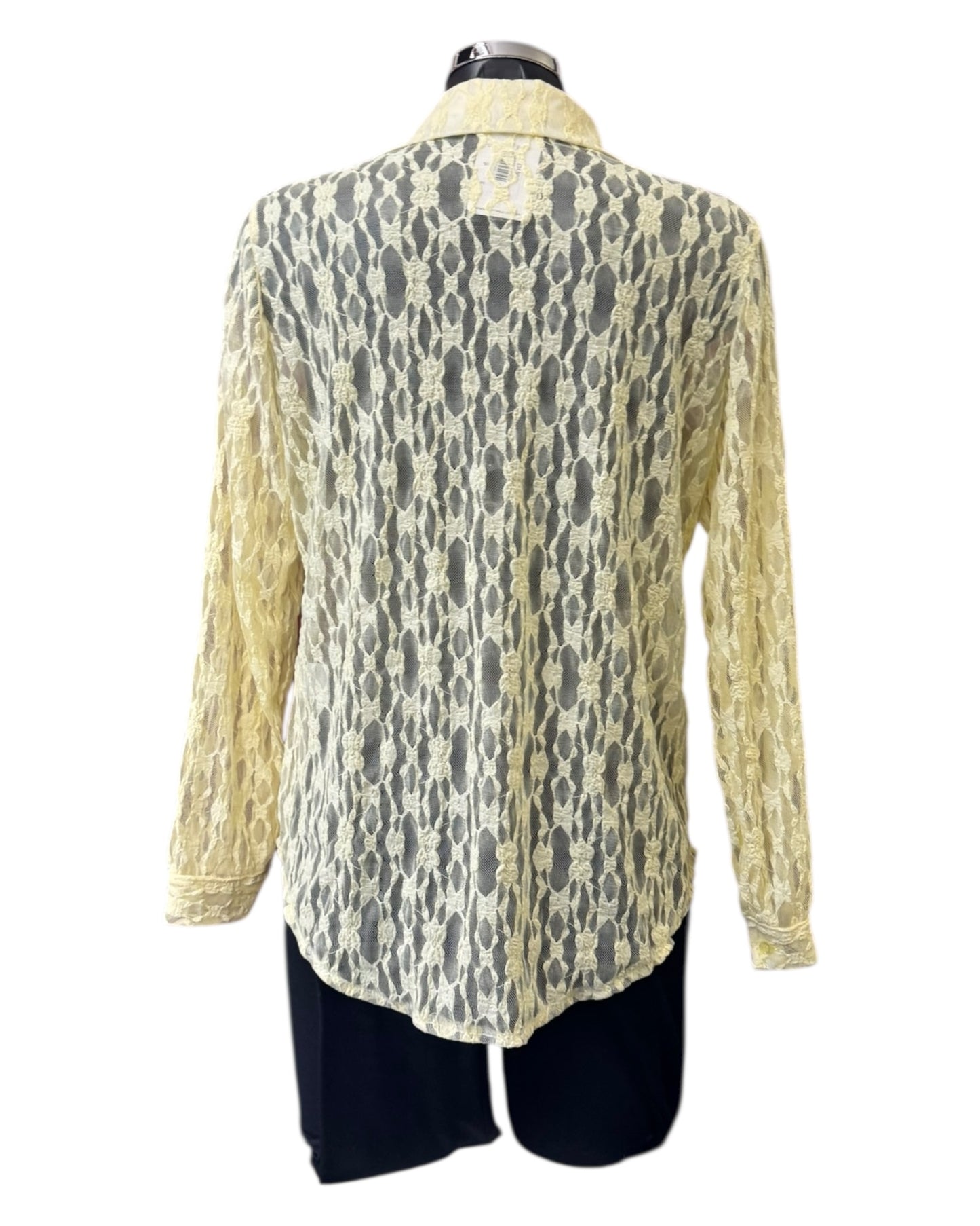 Gaynor crochet lace shirt top - Lemon