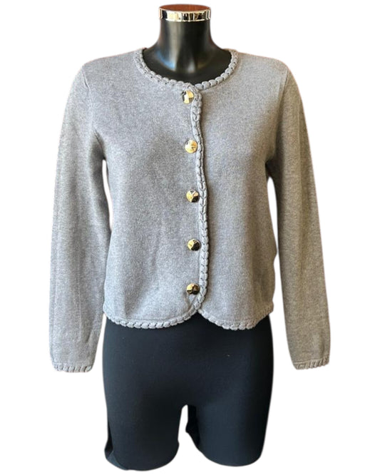 Sasha gold button cardigan - Grey