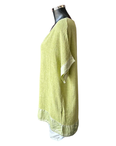 Casey range v neck satin trim top - Lime