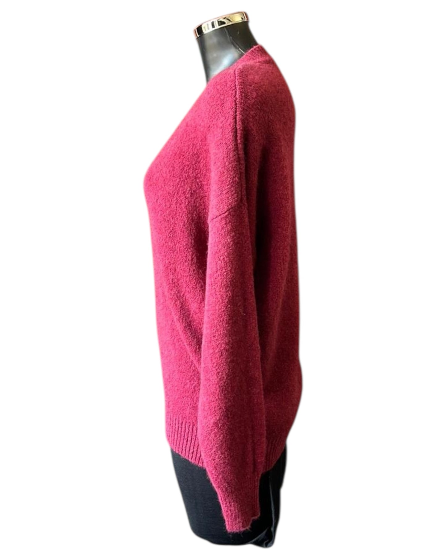 Rosey v neck appliqué flower jumper - Bordeaux