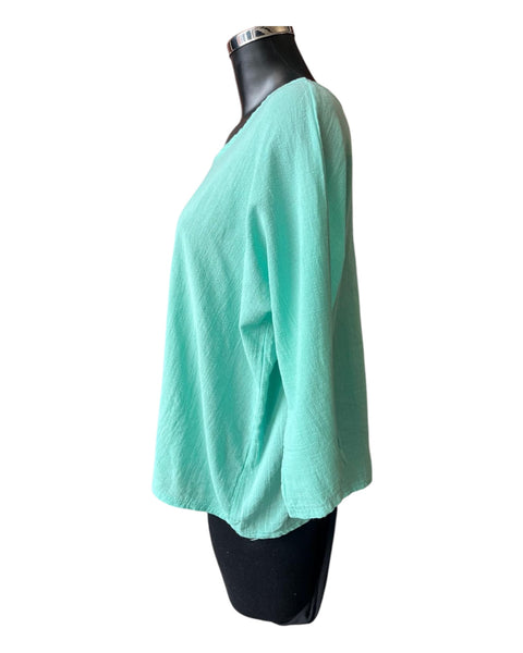 Mia cotton linen mix top - Mint