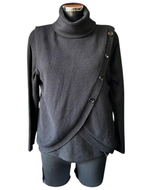 Tilly cowl neck wrap waistcoat top - Black