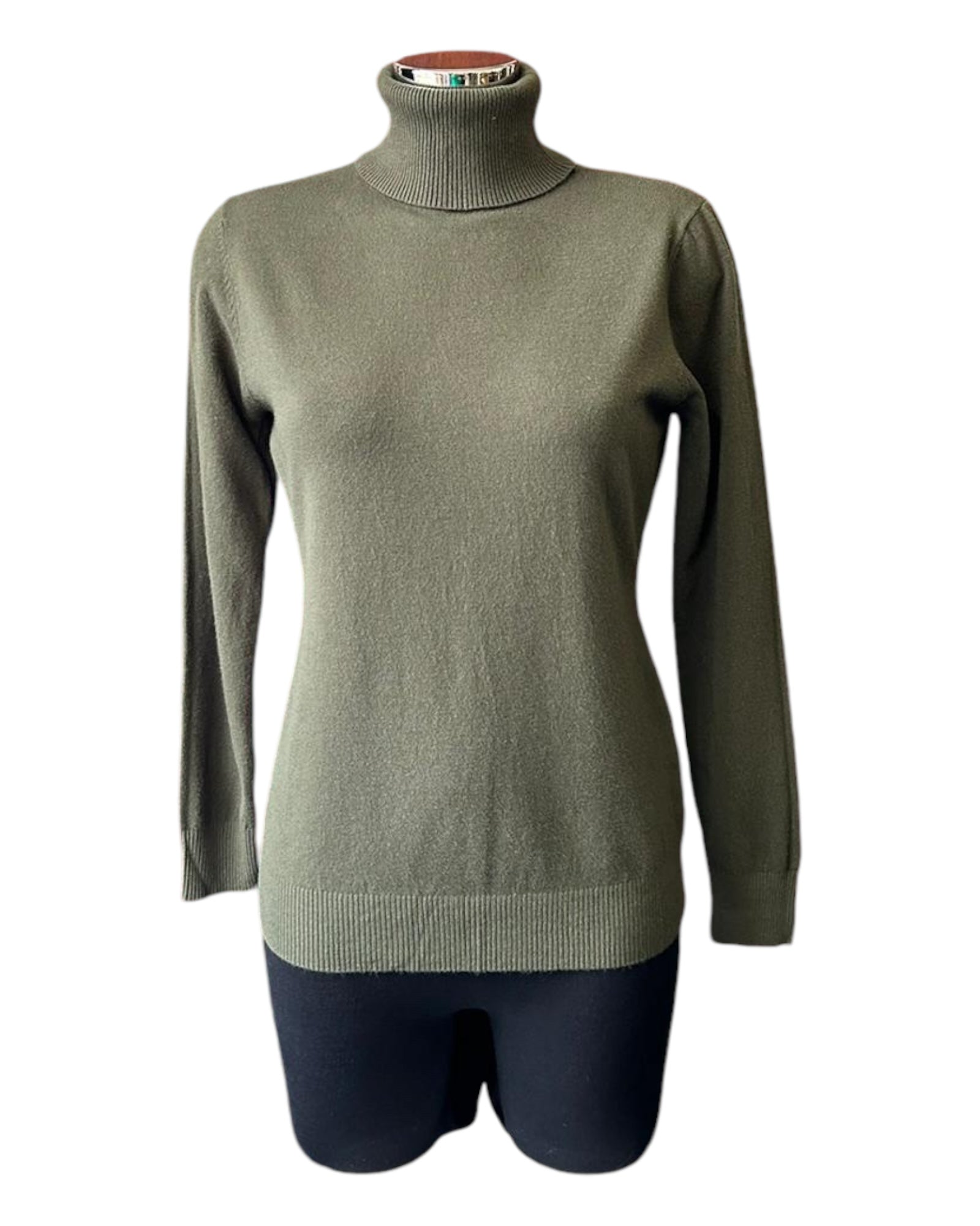 Lucy fine knit polo neck - Khaki