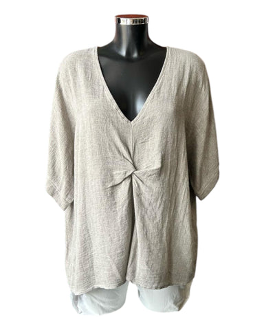 Casey range v neck twist front top - Mocha