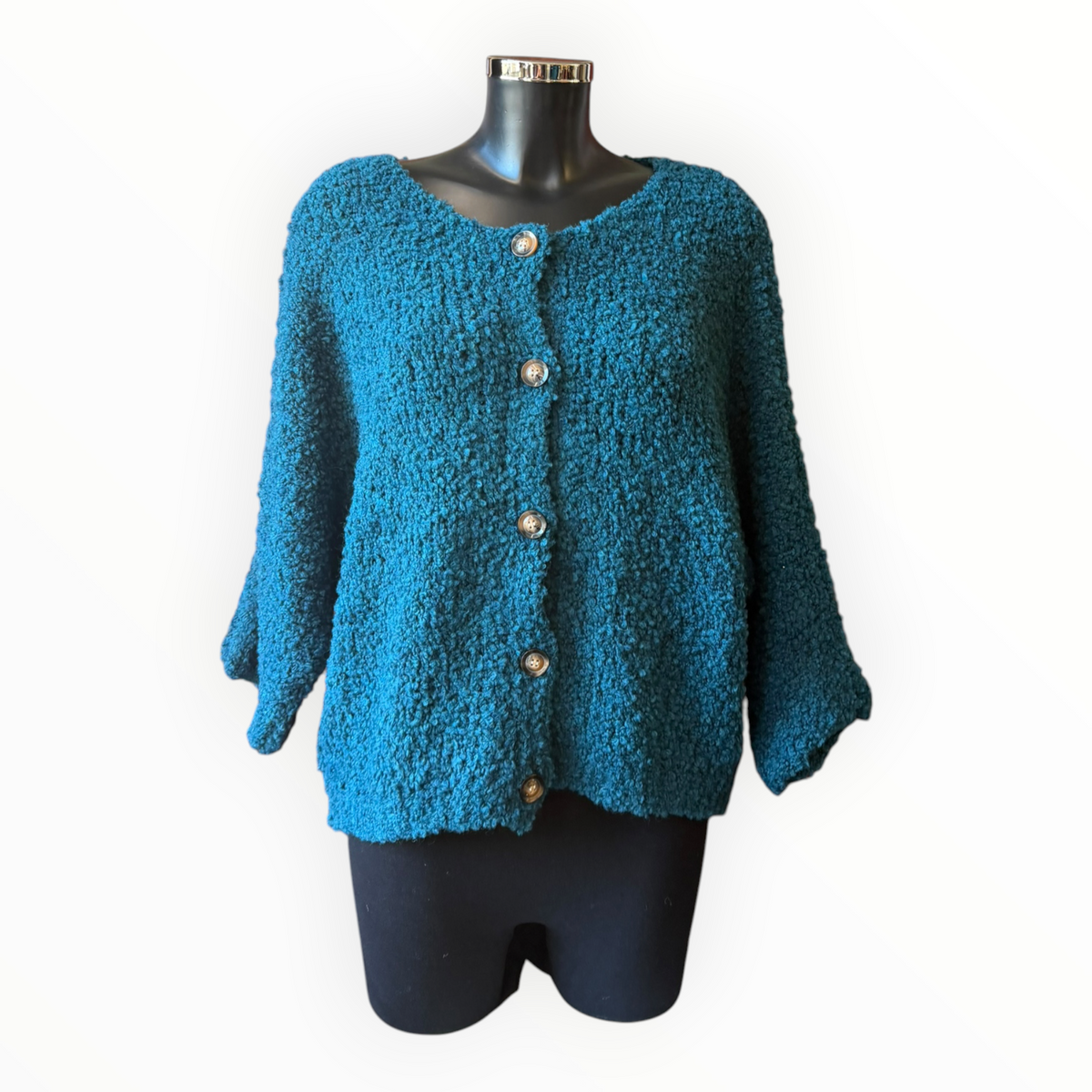 Harper slouchy boucle knit cardigan - Teal