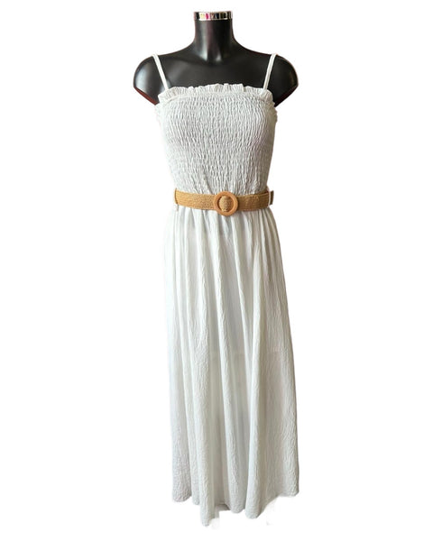 Robyn shirred top maxi dress - ivory