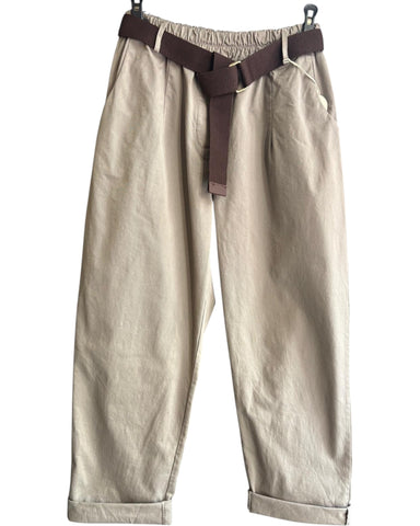 Ruby cotton twill belted trousers - Taupe