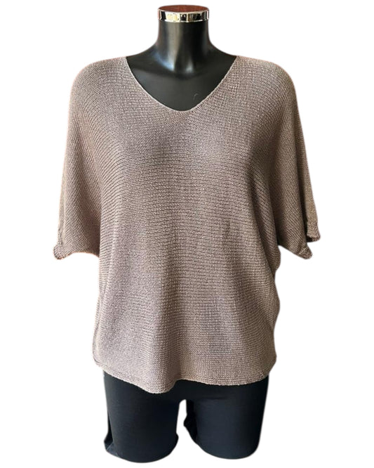 Tallulah fine knit button back jumper - Taupe