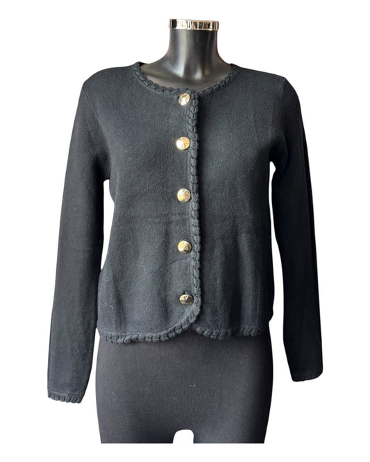 Sasha gold button cardigan - Black