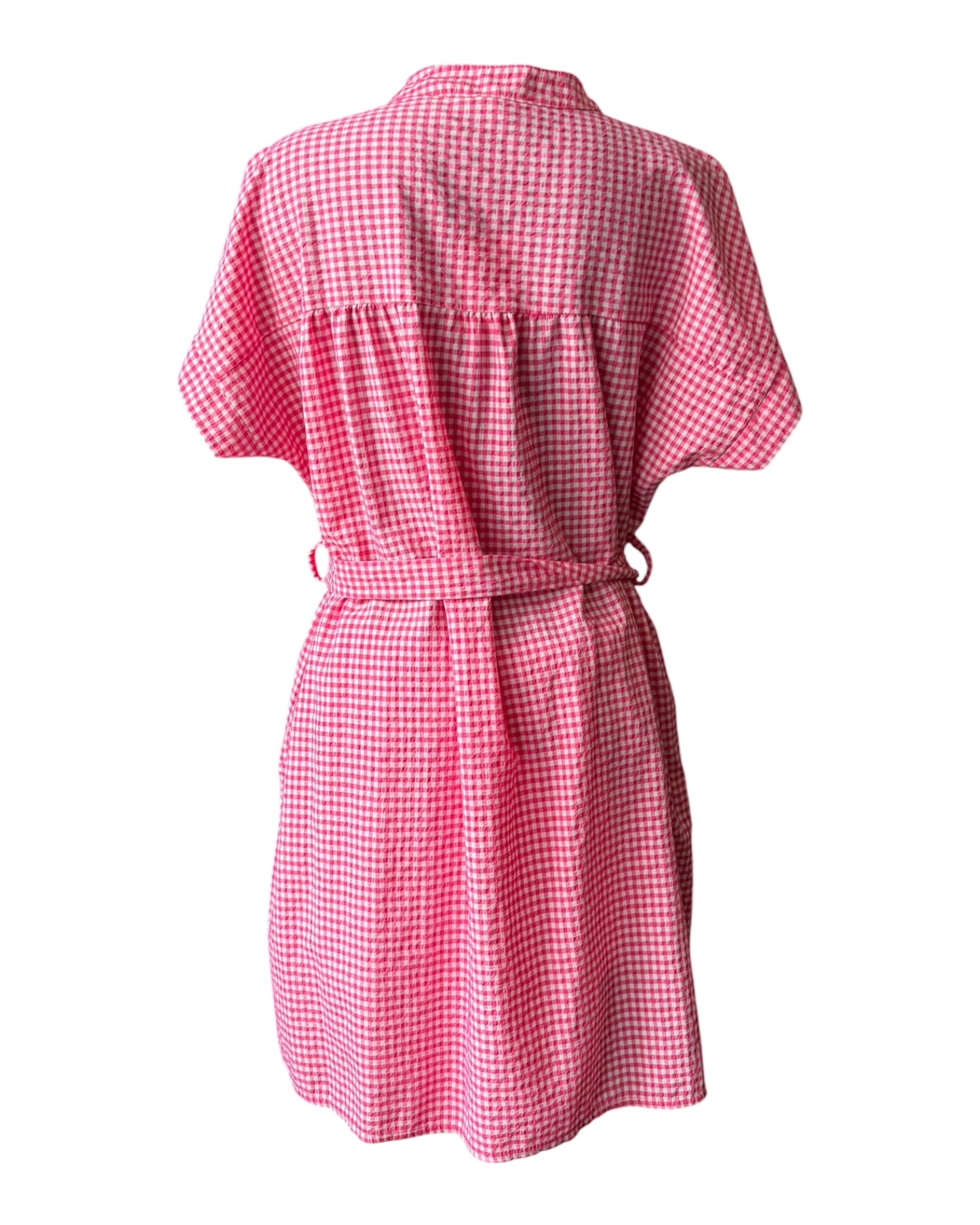 Gia gingham check short shirt dress - Raspberry