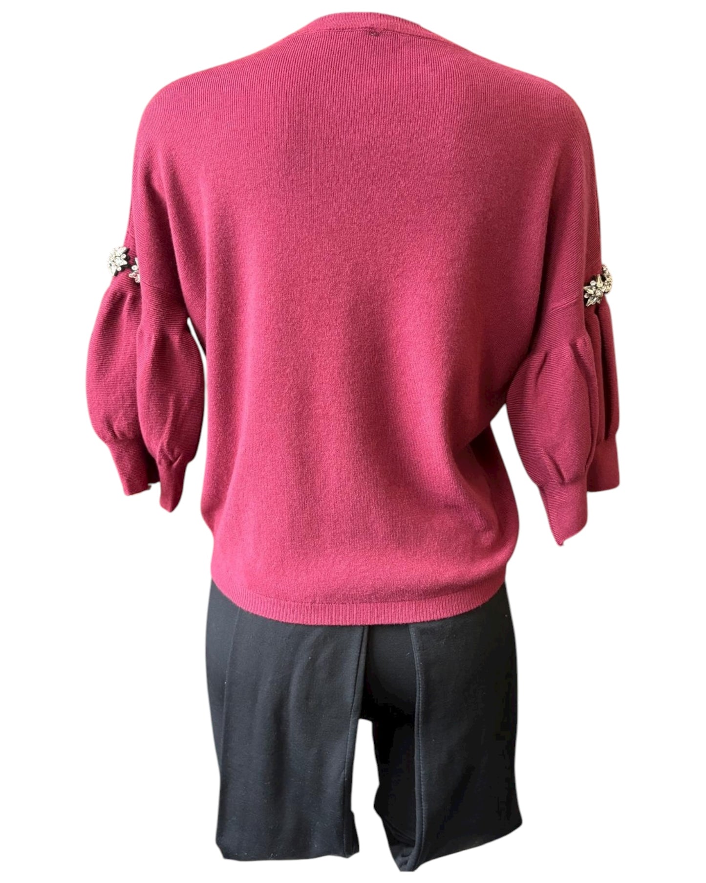 Eliza diamond puff sleeve short jumper - Bordeaux