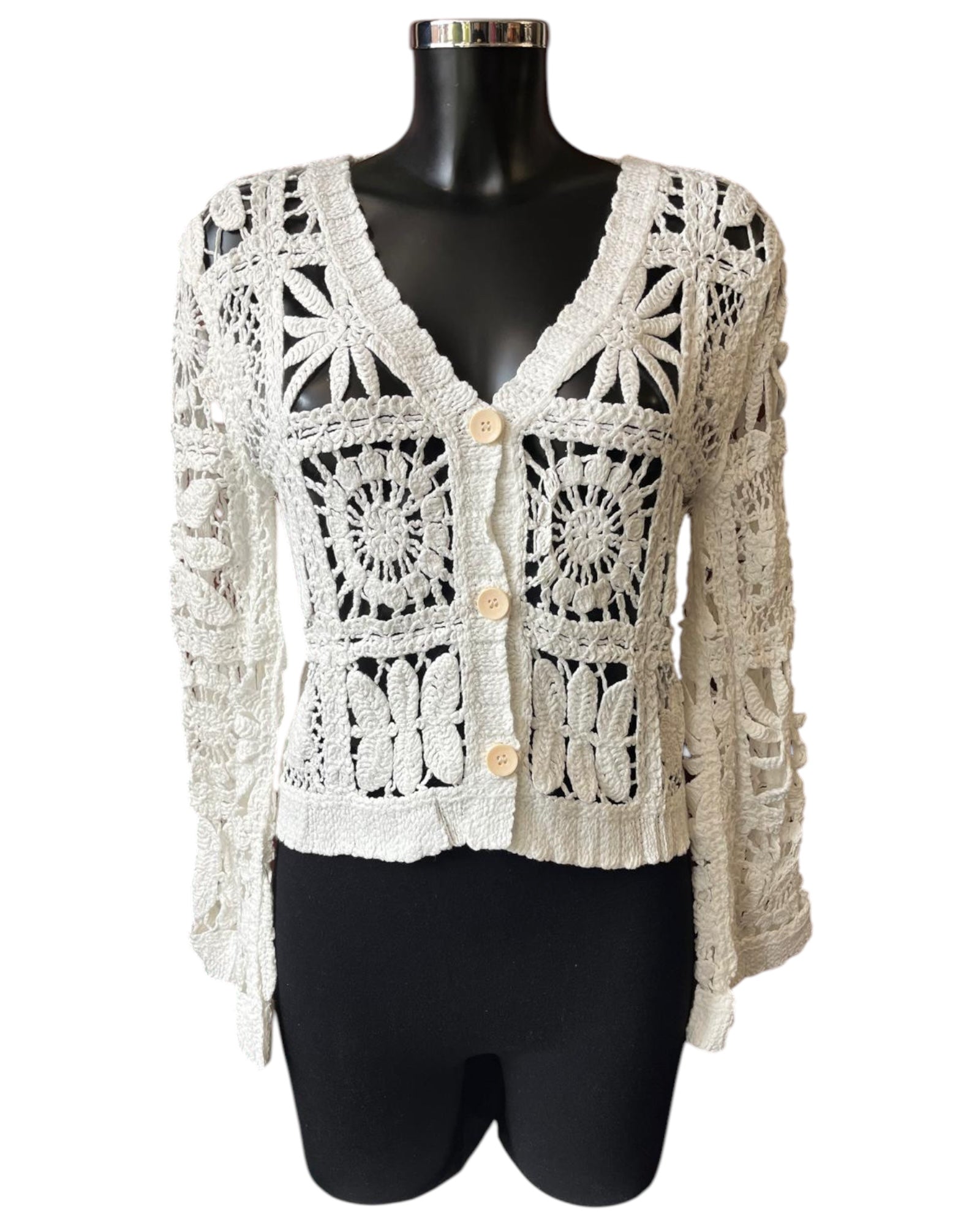 Stacey ivory crochet cardigan
