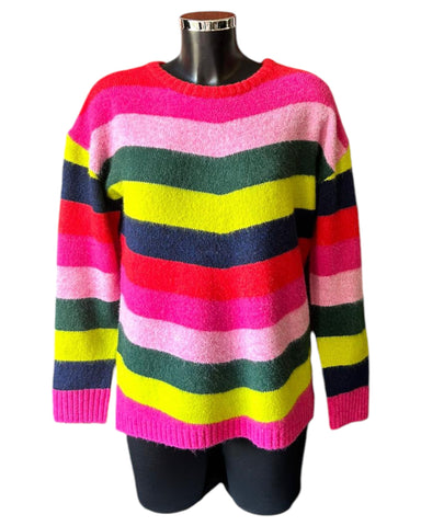 Kaleido super soft crew neck jumper - jungle boogie stripe