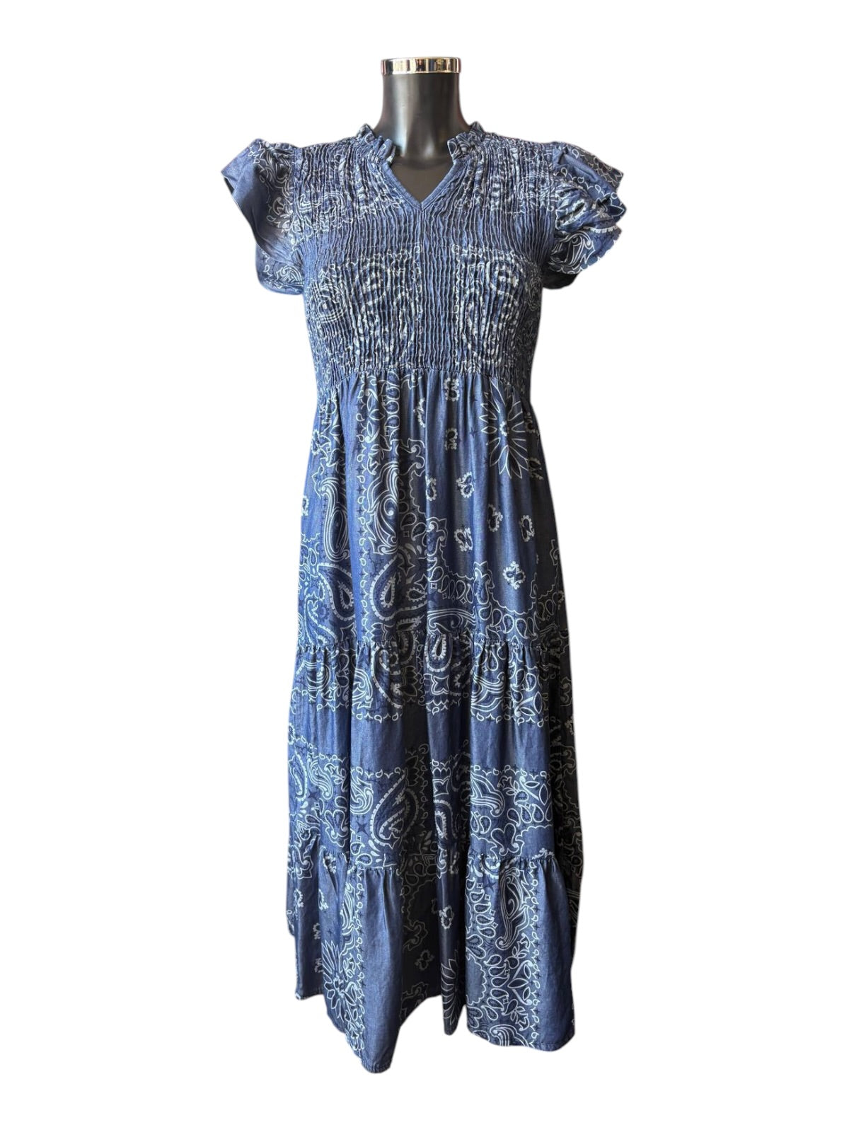 Marley chambray paisley dress - Dark denim