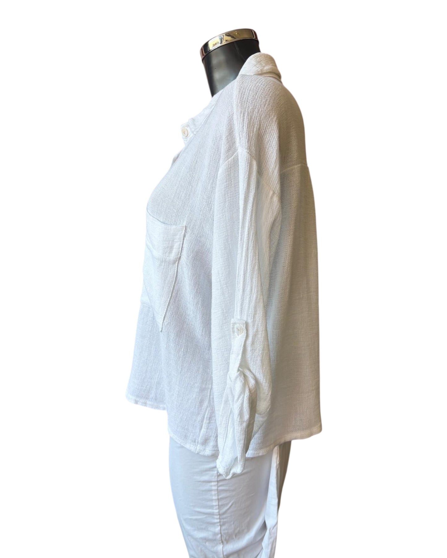 Casey range short roll sleeve shirt - White