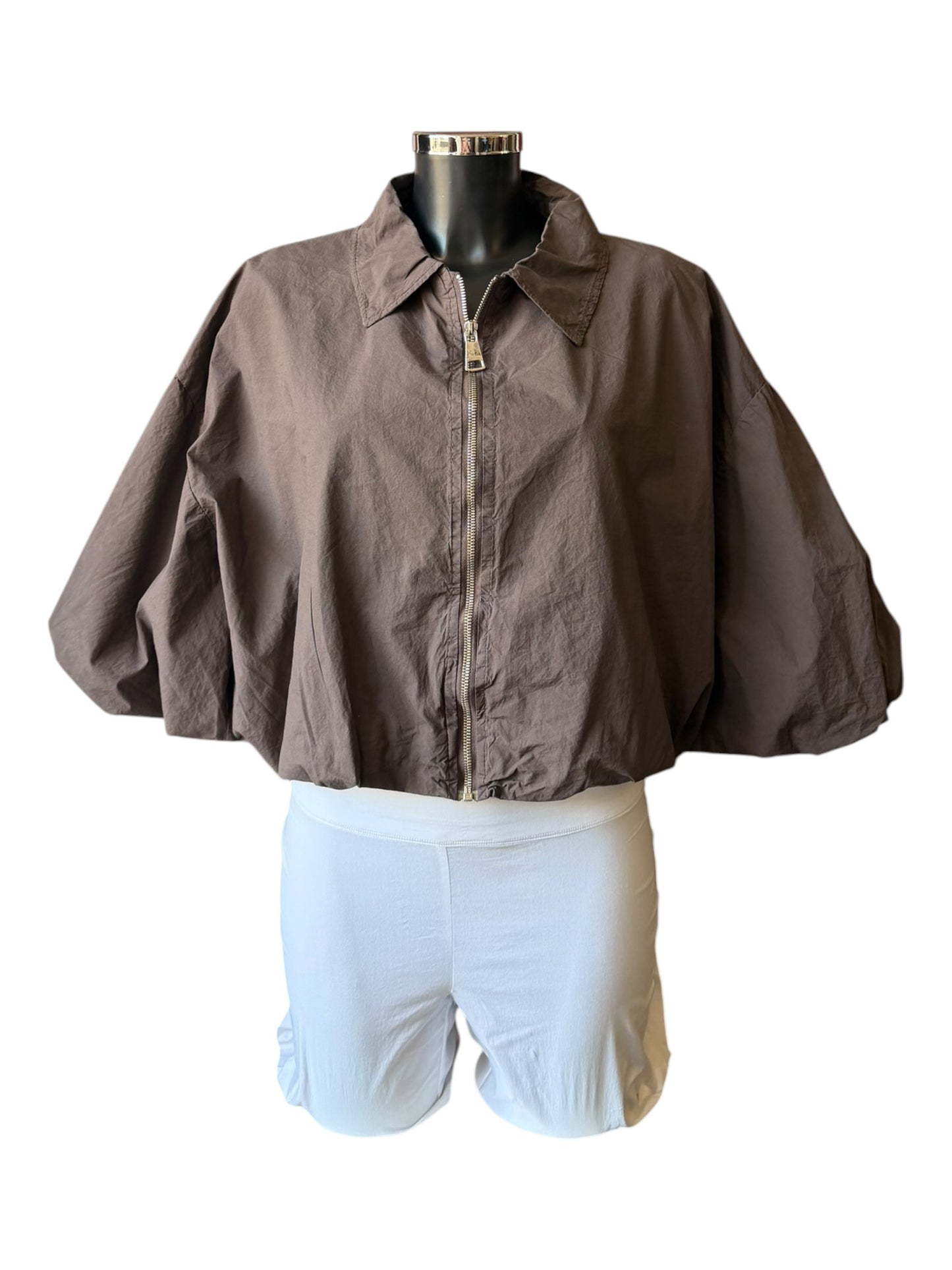 Lara bubble hem lightweight jacket - Chocolate