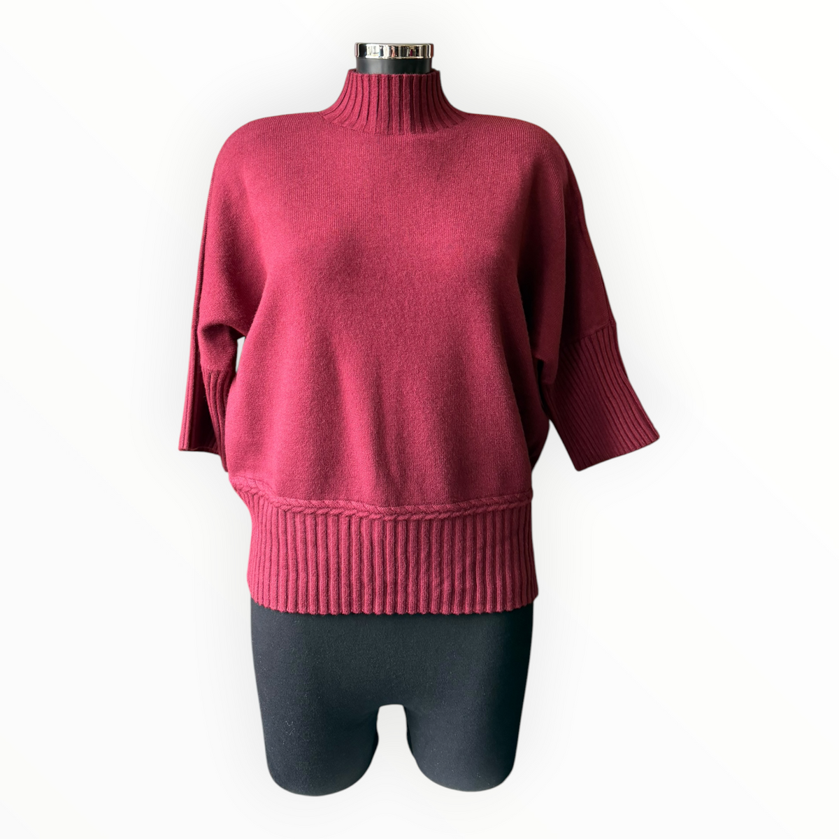 Abigail ribbed neck, hem & cuffs jumper - Wine