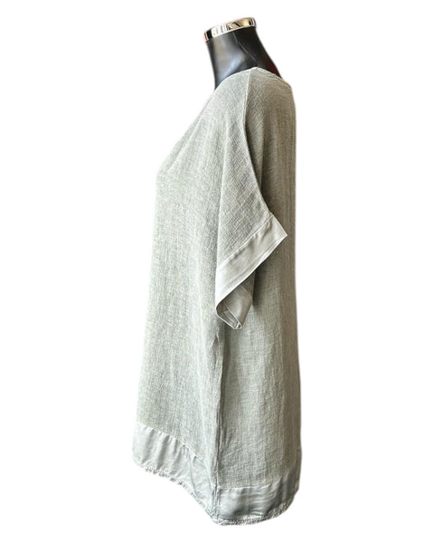 Casey range v neck satin trim top - Khaki