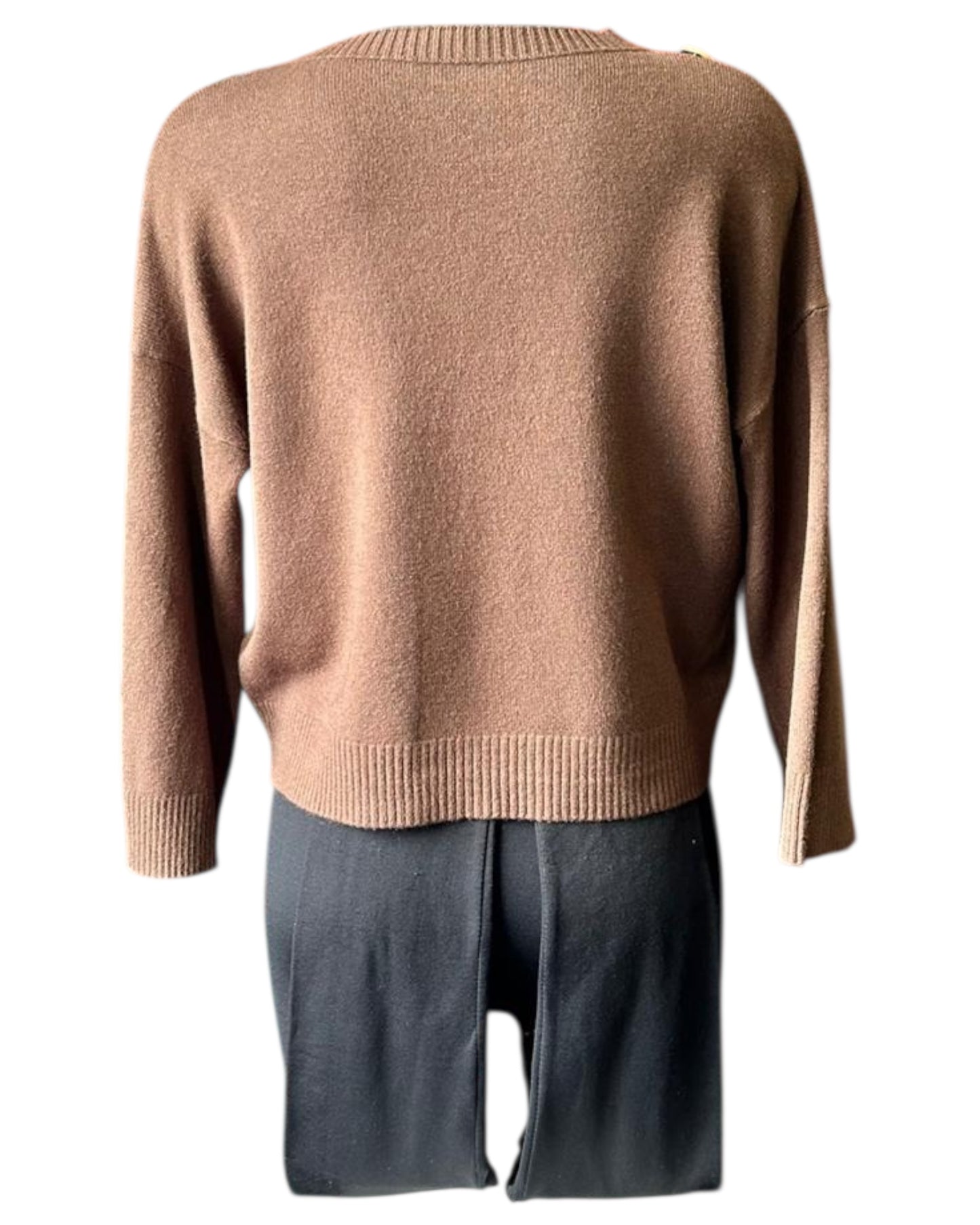 Valerie short button shoulder jumper - Chocolate