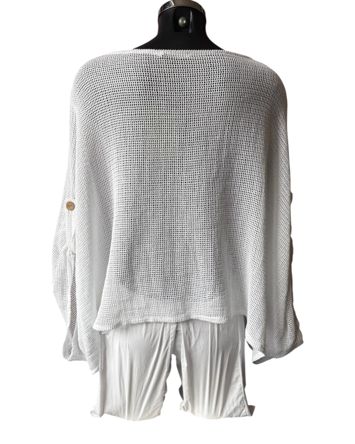 Casey range slouchy mesh cardigan - White