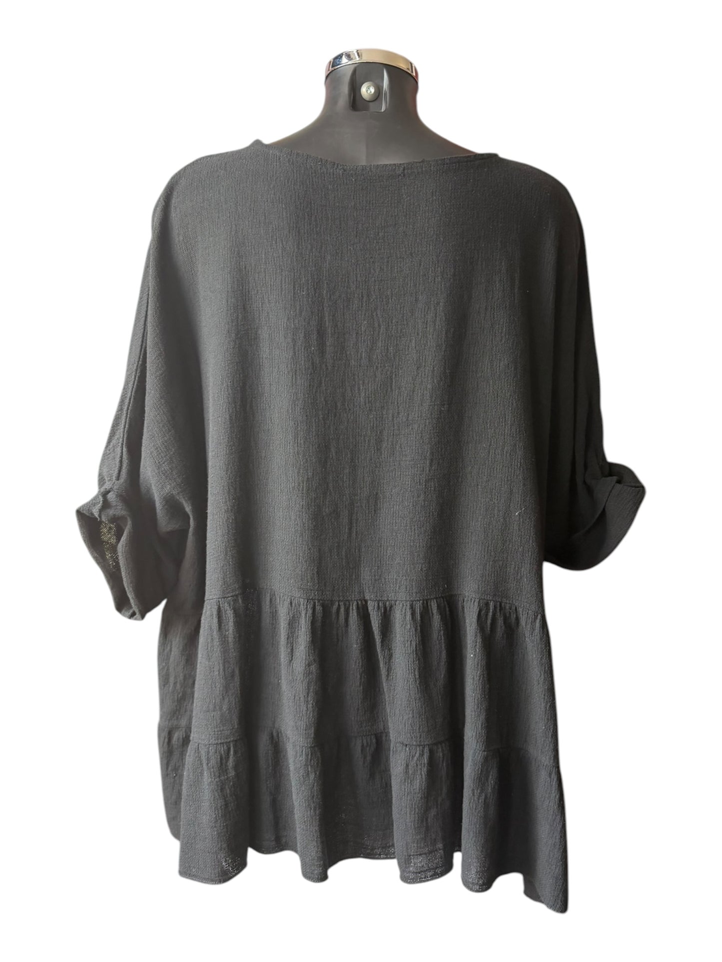 Casey range tiered tunic top - Black