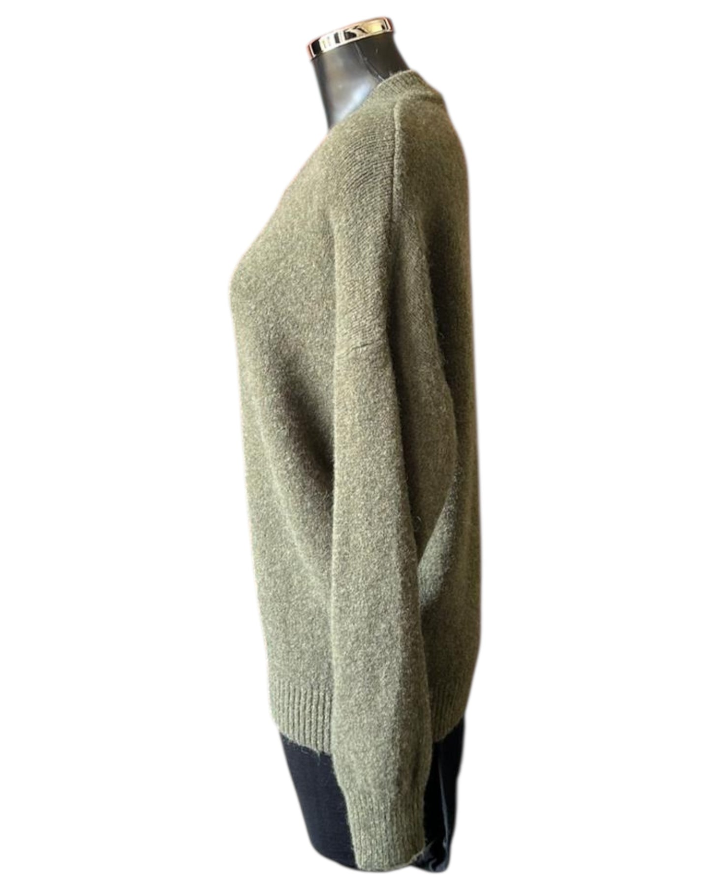 Rosey v neck appliqué flower jumper - Khaki