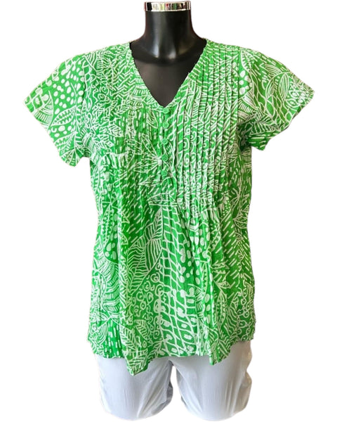 Orientique Leros pleated top - Green