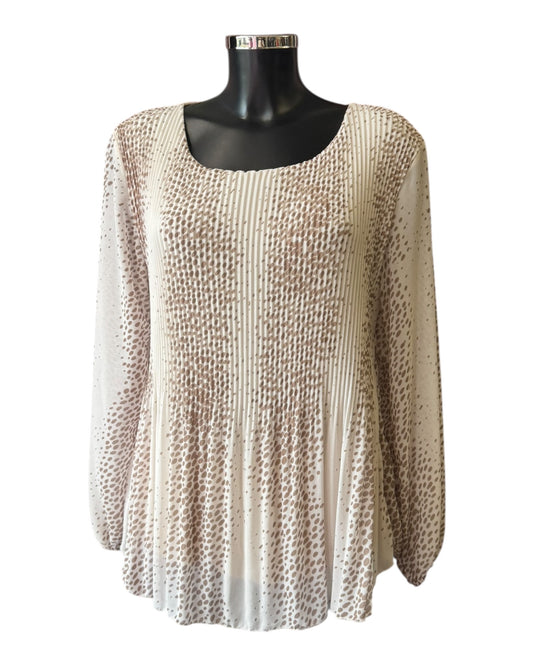 Heidi chiffon pleated spot top - Beige