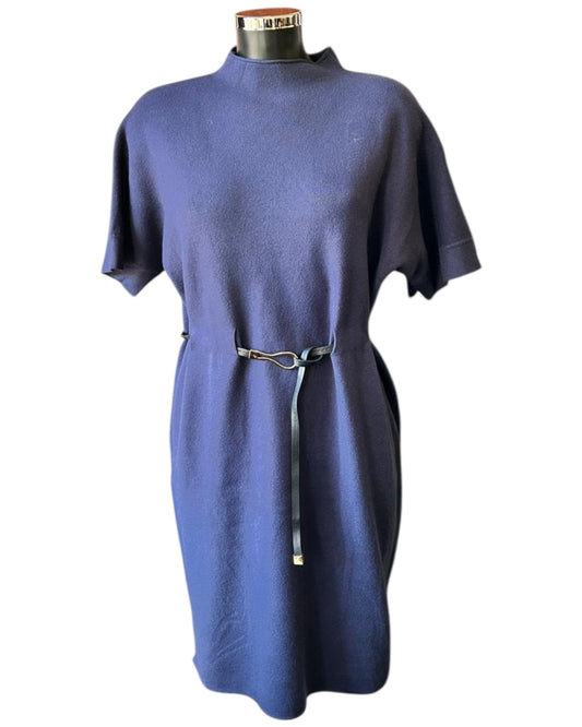 Thea knitted short belted dress - Navy