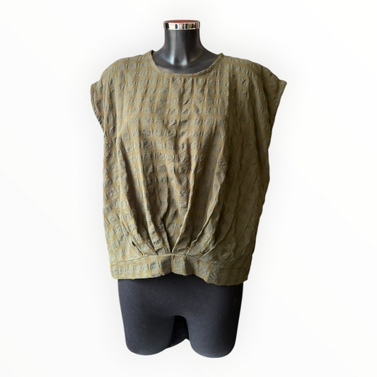 Eliza range checked cap sleeve top - khaki