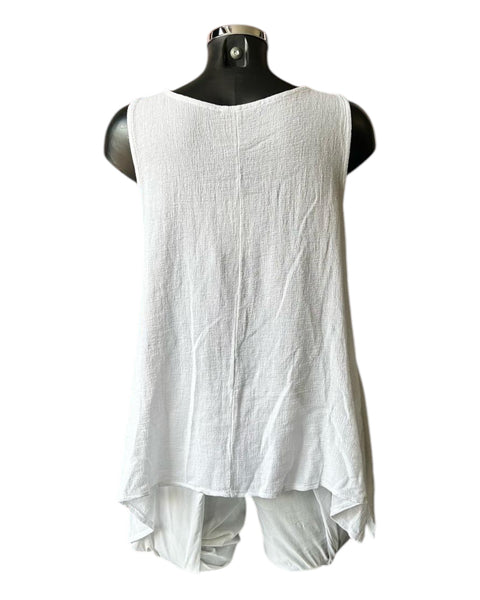 Casey range long sleeveless top - White