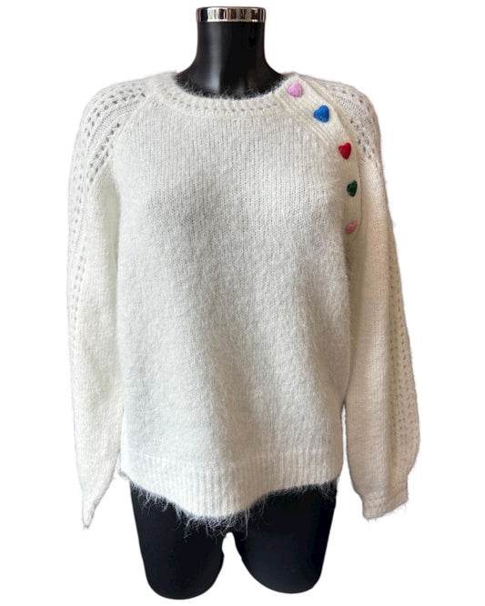 Darcy range heart shoulder jumper - winter white
