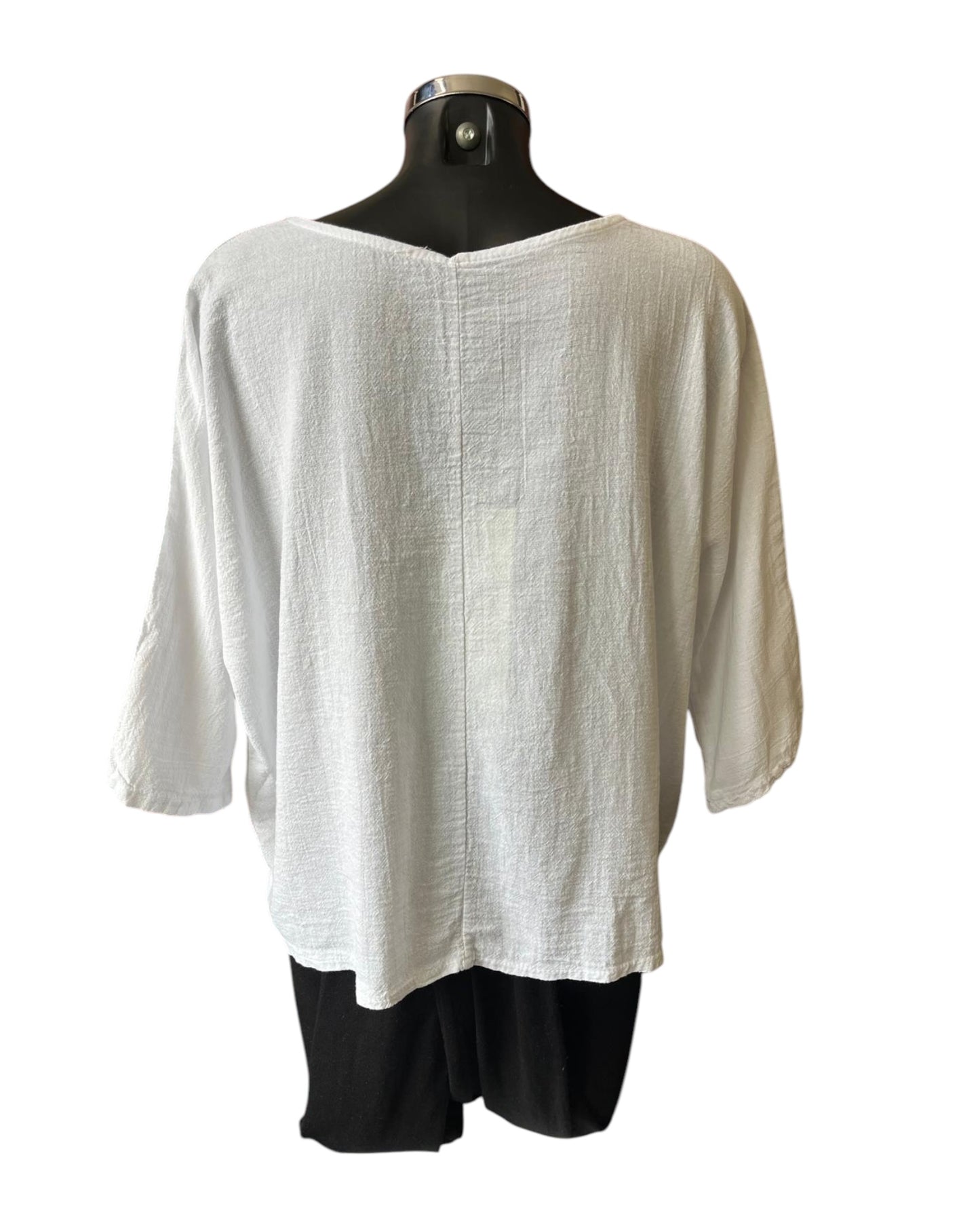 Mia cotton linen mix top - White