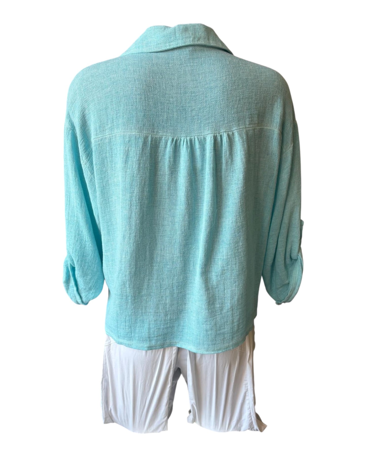 Casey range short roll sleeve shirt - Aqua